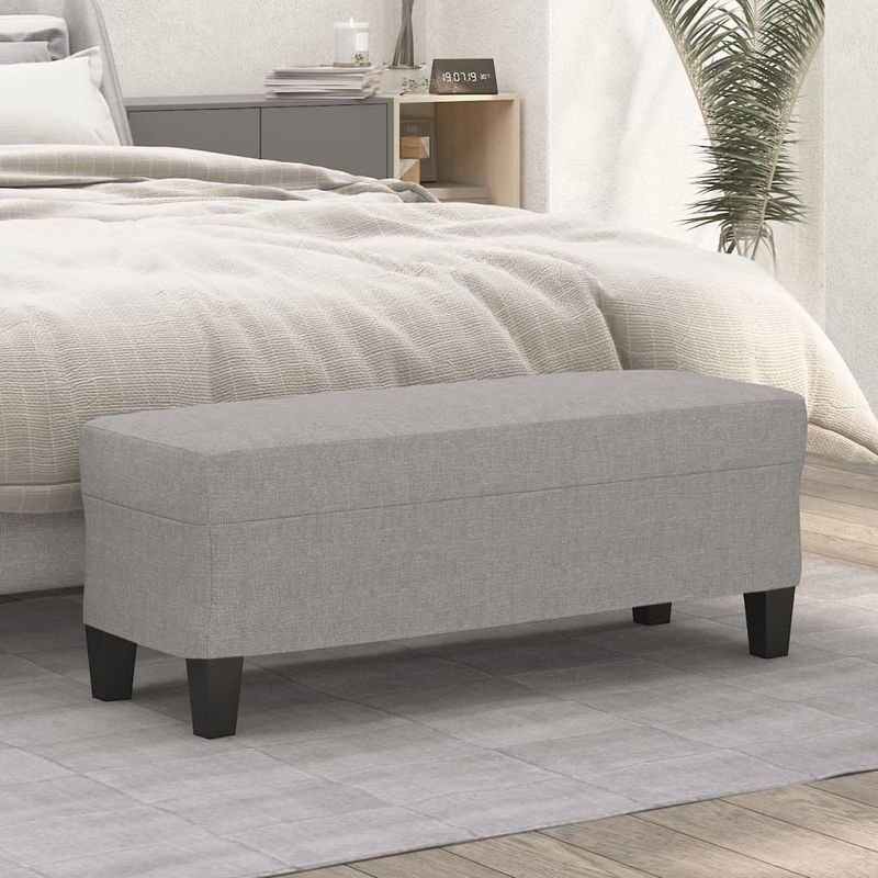 Casa si Gradina - Mobilier - Canapele si coltare - Banchete - Banca, gri deschis, 100x35x41 cm, textil - Infinity.ro