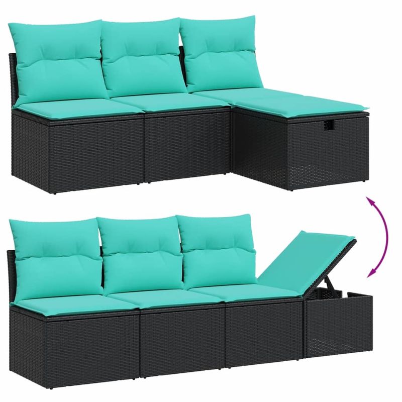 Casa si Gradina - Gradina si terasa - Mobilier exterior - Seturi mobila gradina - Set canapele de gradina cu perne, 9 piese, negru, poliratan - Infinity.ro