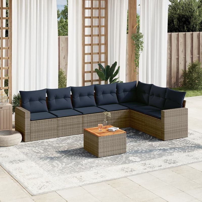 Casa si Gradina - Gradina si terasa - Mobilier exterior - Seturi mobila gradina - Set canapele de gradina cu perne, 8 piese, gri, poliratan - Infinity.ro