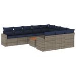 Casa si Gradina - Gradina si terasa - Mobilier exterior - Seturi mobila gradina - Set canapele de gradina cu perne, 11 piese, gri, poliratan - Infinity.ro