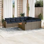 Casa si Gradina - Gradina si terasa - Mobilier exterior - Seturi mobila gradina - Set canapele de gradina cu perne, 11 piese, gri, poliratan - Infinity.ro
