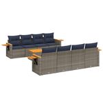 Casa si Gradina - Gradina si terasa - Mobilier exterior - Seturi mobila gradina - Set canapele de gradina, 9 piese, cu perne, gri, poliratan - Infinity.ro