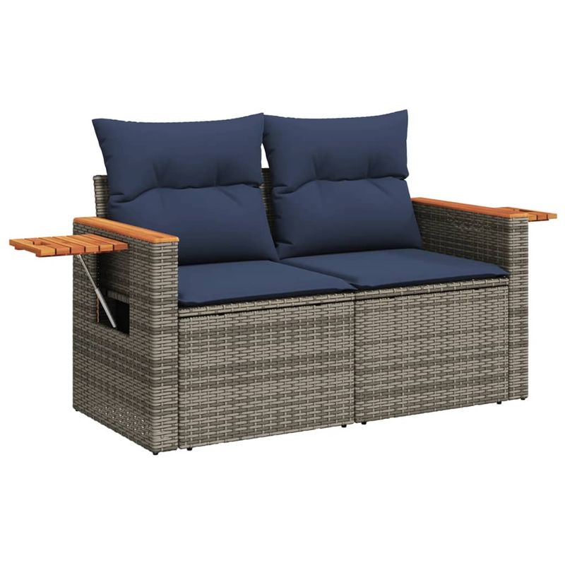 Casa si Gradina - Gradina si terasa - Mobilier exterior - Seturi mobila gradina - Set canapele de gradina, 9 piese, cu perne, gri, poliratan - Infinity.ro