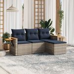 Casa si Gradina - Gradina si terasa - Mobilier exterior - Seturi mobila gradina - Set canapea de gradina cu perne, 4 piese, gri, poliratan - Infinity.ro