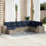 Casa si Gradina - Gradina si terasa - Mobilier exterior - Seturi mobila gradina - Set canapele de gradina cu perne, 8 piese, gri, poliratan - Infinity.ro