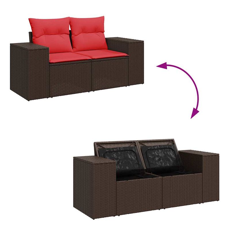 Casa si Gradina - Gradina si terasa - Mobilier exterior - Seturi mobila gradina - Set canapele gradina perne 7 piese negru, poliratan/lemn acacia - Infinity.ro