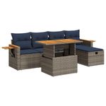 Casa si Gradina - Gradina si terasa - Mobilier exterior - Seturi mobila gradina - Set mobilier gradina cu perne 6 piese gri poliratan/lemn acacia - Infinity.ro