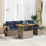 Casa si Gradina - Gradina si terasa - Mobilier exterior - Seturi mobila gradina - Set mobilier gradina cu perne 6 piese gri poliratan/lemn acacia - Infinity.ro