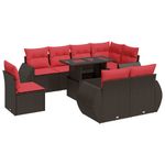 Casa si Gradina - Gradina si terasa - Mobilier exterior - Seturi mobila gradina - Set canapele de gradina cu perne, 9 piese, maro, poliratan - Infinity.ro