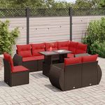 Casa si Gradina - Gradina si terasa - Mobilier exterior - Seturi mobila gradina - Set canapele de gradina cu perne, 9 piese, maro, poliratan - Infinity.ro