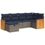Casa si Gradina - Gradina si terasa - Mobilier exterior - Seturi mobila gradina - Set mobilier gradina cu perne, 6 piese, gri, poliratan - Infinity.ro