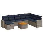 Casa si Gradina - Gradina si terasa - Mobilier exterior - Seturi mobila gradina - Set canapele de gradina, 9 piese, cu perne, gri, poliratan - Infinity.ro