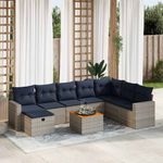 Casa si Gradina - Gradina si terasa - Mobilier exterior - Seturi mobila gradina - Set canapele de gradina, 9 piese, cu perne, gri, poliratan - Infinity.ro