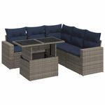 Casa si Gradina - Gradina si terasa - Mobilier exterior - Seturi mobila gradina - Set mobilier gradina cu perne 6 piese gri poliratan/lemn acacia - Infinity.ro