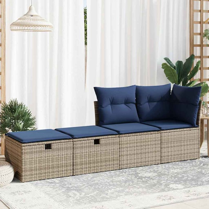 Casa si Gradina - Gradina si terasa - Mobilier exterior - Seturi mobila gradina - Set mobilier gradina cu perne 2 piese gri poliratan/lemn acacia - Infinity.ro