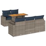 Casa si Gradina - Gradina si terasa - Mobilier exterior - Seturi mobila gradina - Set mobilier gradina cu perne, 6 piese, gri, poliratan - Infinity.ro