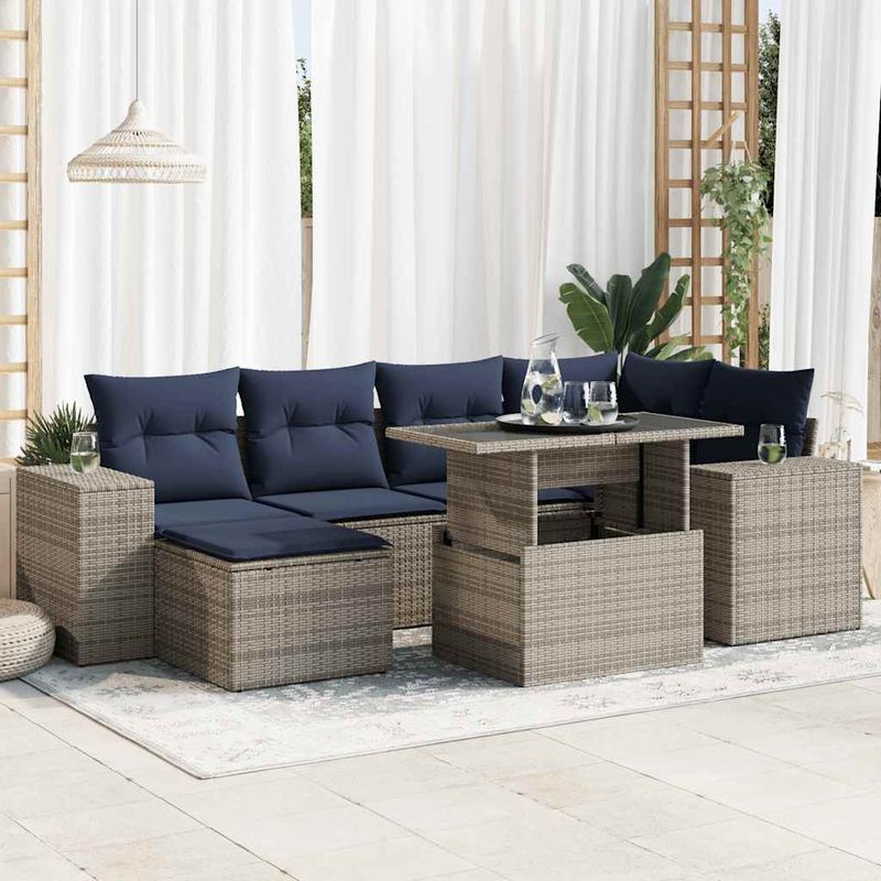 Casa si Gradina - Gradina si terasa - Mobilier exterior - Seturi mobila gradina - Set canapele gradina cu perne 9 piese gri poliratan/lemn acacia - Infinity.ro
