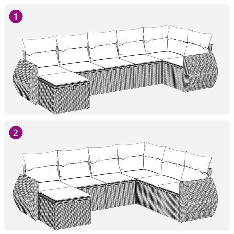 Casa si Gradina - Gradina si terasa - Mobilier exterior - Seturi mobila gradina - Set canapele de gradina, 7 piese, cu perne, gri, poliratan - Infinity.ro