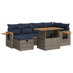 Casa si Gradina - Gradina si terasa - Mobilier exterior - Seturi mobila gradina - Set canapele gradina perne 7 piese negru, poliratan/lemn acacia - Infinity.ro