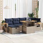 Casa si Gradina - Gradina si terasa - Mobilier exterior - Seturi mobila gradina - Set canapele gradina perne 7 piese negru, poliratan/lemn acacia - Infinity.ro