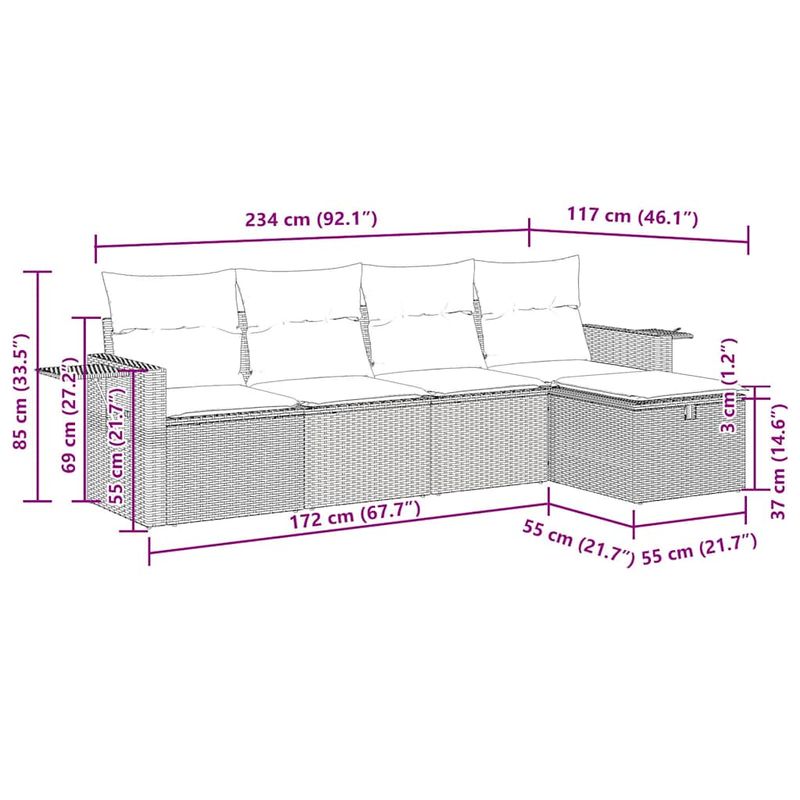 Casa si Gradina - Gradina si terasa - Mobilier exterior - Seturi mobila gradina - Set canapea de gradina cu perne, 5 piese, gri, poliratan - Infinity.ro