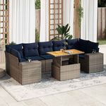 Casa si Gradina - Gradina si terasa - Mobilier exterior - Seturi mobila gradina - Set canapele de gradina cu perne, 8 piese, gri, poliratan - Infinity.ro