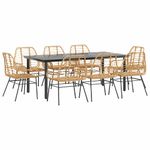 Casa si Gradina - Gradina si terasa - Mobilier exterior - Seturi mobila gradina - Set de sufragerie de gradina 9 piese sticla maro din poli ratan - Infinity.ro