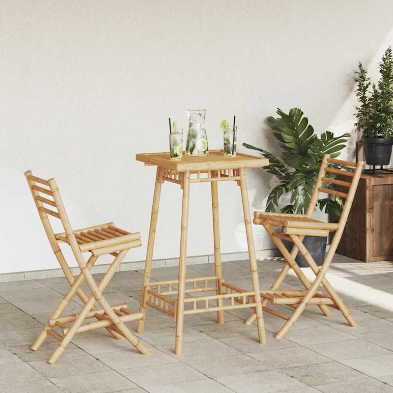 Casa si Gradina - Gradina si terasa - Mobilier exterior - Seturi mobila gradina - Set bar de exterior 3 piese pliabil din bambus, formă rotund - Infinity.ro