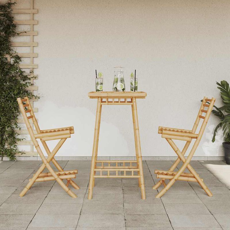 Casa si Gradina - Gradina si terasa - Mobilier exterior - Seturi mobila gradina - Set bar de exterior 3 piese pliabil din bambus, formă rotund - Infinity.ro