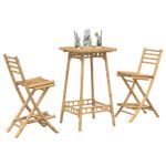 Casa si Gradina - Gradina si terasa - Mobilier exterior - Seturi mobila gradina - Set bar de exterior 3 piese pliabil din bambus, formă rotund - Infinity.ro