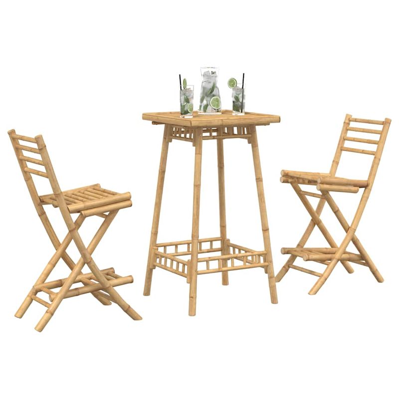 Casa si Gradina - Gradina si terasa - Mobilier exterior - Seturi mobila gradina - Set bar de exterior 3 piese pliabil din bambus, formă rotund - Infinity.ro