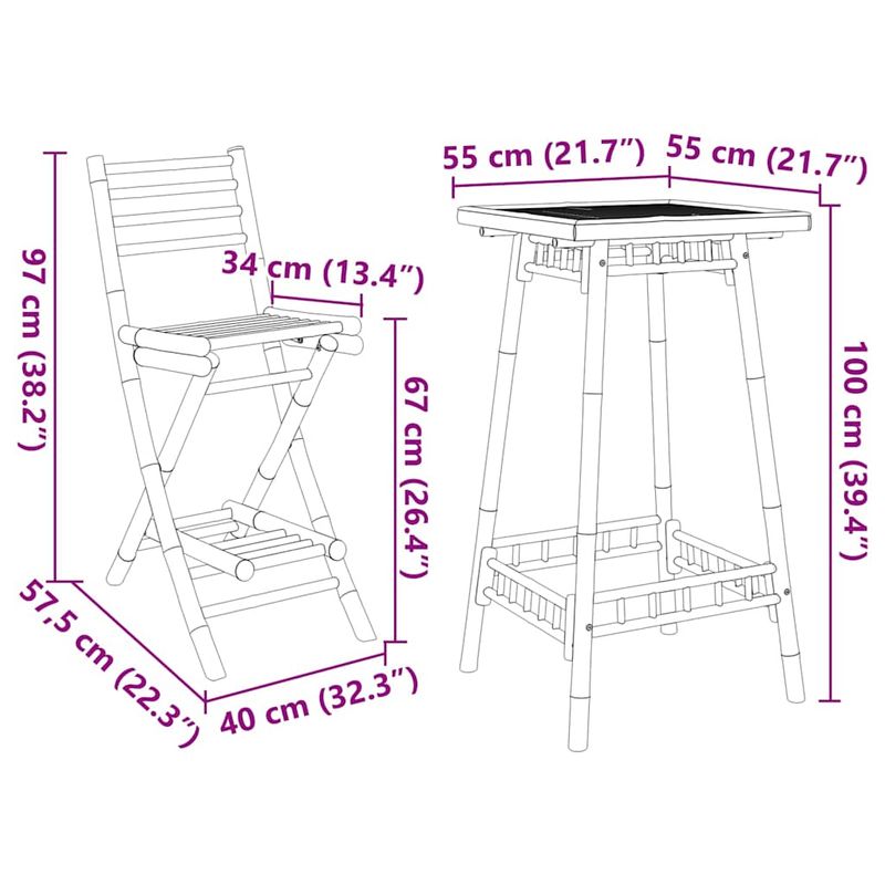 Casa si Gradina - Gradina si terasa - Mobilier exterior - Seturi mobila gradina - Set bar de exterior 3 piese pliabil din bambus, formă rotund - Infinity.ro
