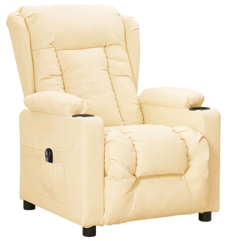 Casa si Gradina - Mobilier - Scaune si fotolii - Fotolii - Fotoliu rabatabil electric, crem, piele ecologica - Infinity.ro