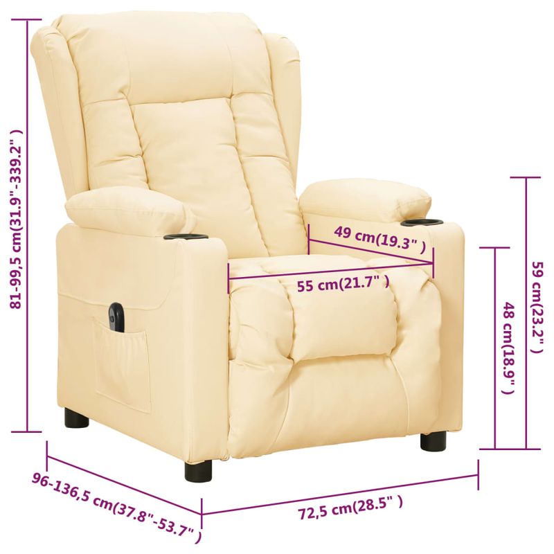 Casa si Gradina - Mobilier - Scaune si fotolii - Fotolii - Fotoliu rabatabil electric, crem, piele ecologica - Infinity.ro
