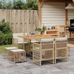 Casa si Gradina - Gradina si terasa - Mobilier exterior - Seturi mobila gradina - Set de masa pentru gradina, 9 piese, cu perne, bej, poliratan - Infinity.ro