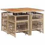 Casa si Gradina - Gradina si terasa - Mobilier exterior - Seturi mobila gradina - Set de masa pentru gradina, 9 piese, cu perne, bej, poliratan - Infinity.ro