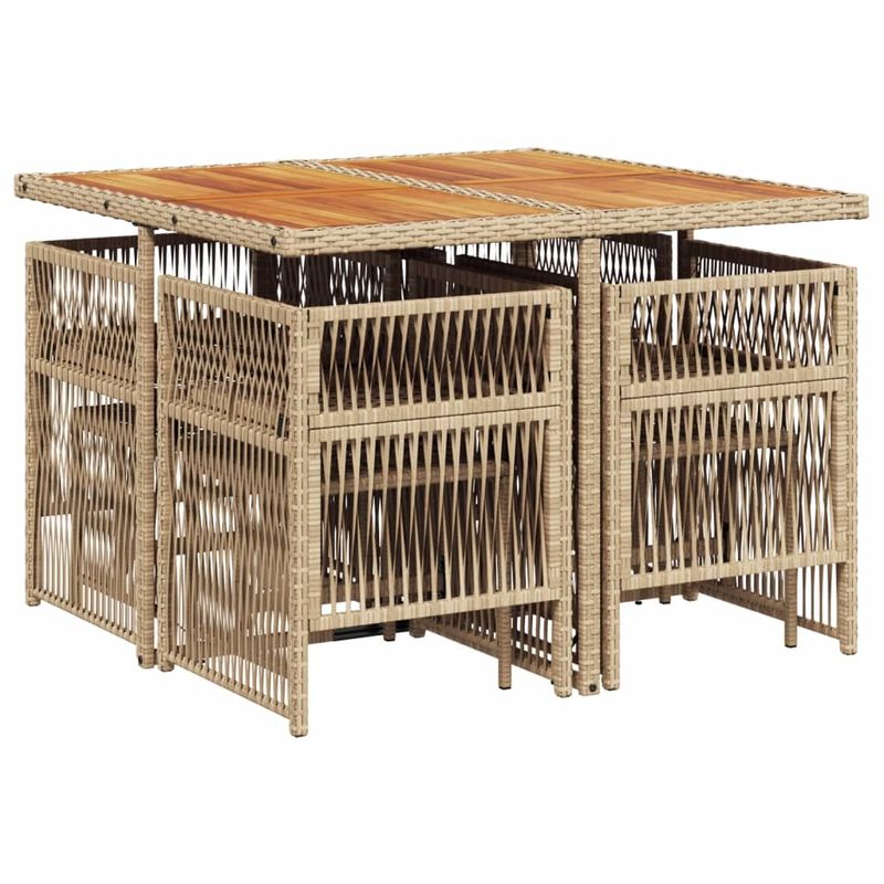 Casa si Gradina - Gradina si terasa - Mobilier exterior - Seturi mobila gradina - Set de masa pentru gradina, 9 piese, cu perne, bej, poliratan - Infinity.ro