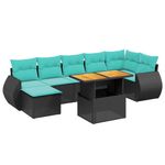 Casa si Gradina - Gradina si terasa - Mobilier exterior - Seturi mobila gradina - Set canapele de gradina cu perne, 8 piese, negru, poliratan - Infinity.ro