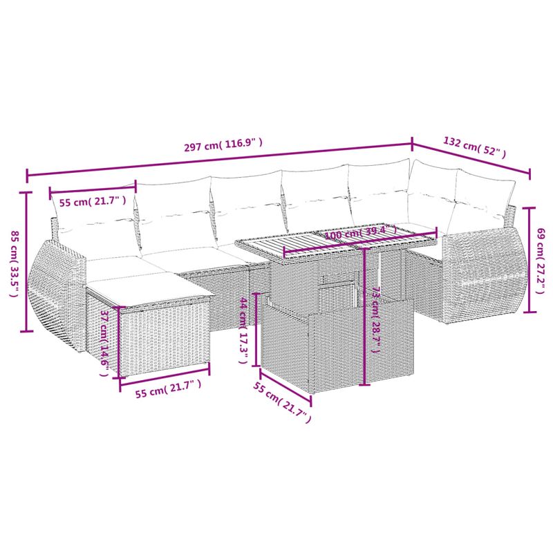 Casa si Gradina - Gradina si terasa - Mobilier exterior - Seturi mobila gradina - Set canapele de gradina cu perne, 8 piese, negru, poliratan - Infinity.ro