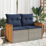 Casa si Gradina - Gradina si terasa - Mobilier exterior - Canapele si fotolii gradina - Canapea de gradina cu perne, 2 locuri, gri, poliratan - Infinity.ro