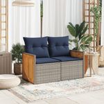 Casa si Gradina - Gradina si terasa - Mobilier exterior - Canapele si fotolii gradina - Canapea de gradina cu perne, 2 locuri, gri, poliratan - Infinity.ro