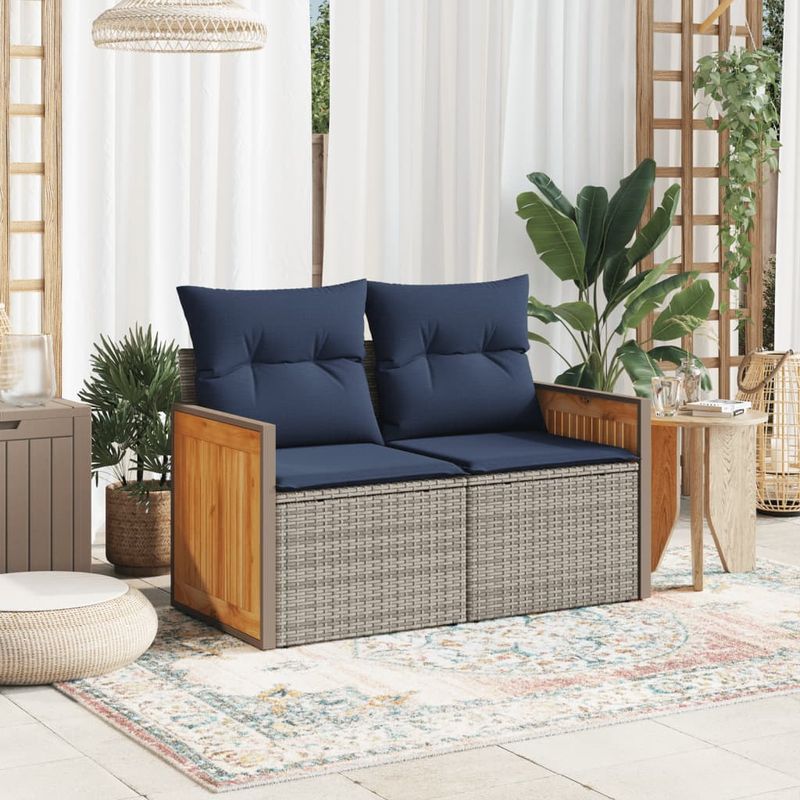Casa si Gradina - Gradina si terasa - Mobilier exterior - Canapele si fotolii gradina - Canapea de gradina cu perne, 2 locuri, gri, poliratan - Infinity.ro