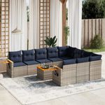 Casa si Gradina - Gradina si terasa - Mobilier exterior - Seturi mobila gradina - Set canapele de gradina cu perne, 11 piese, gri, poliratan - Infinity.ro