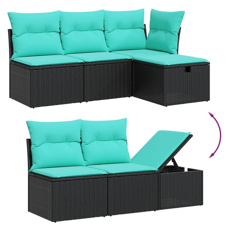 Casa si Gradina - Gradina si terasa - Mobilier exterior - Seturi mobila gradina - Set canapele de gradina cu perne, 6 piese, negru, poliratan - Infinity.ro
