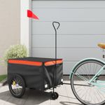 Sport si Outdoor - Ciclism - Accesorii pentru biciclete - Remorci biciclete - Remorca pentru biciclete negru/portocaliu, 30 kg, fier, mărime 124x53x45 cm - Infinity.ro