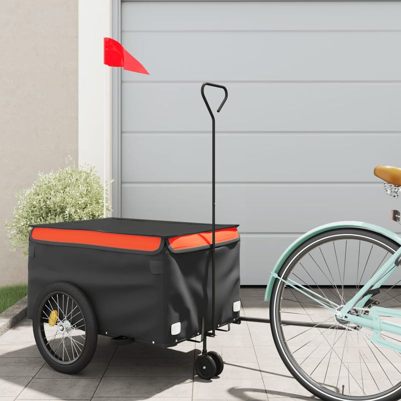 Sport si Outdoor - Ciclism - Accesorii pentru biciclete - Remorci biciclete - Remorca pentru biciclete negru/portocaliu, 30 kg, fier, mărime 124x53x45 cm - Infinity.ro