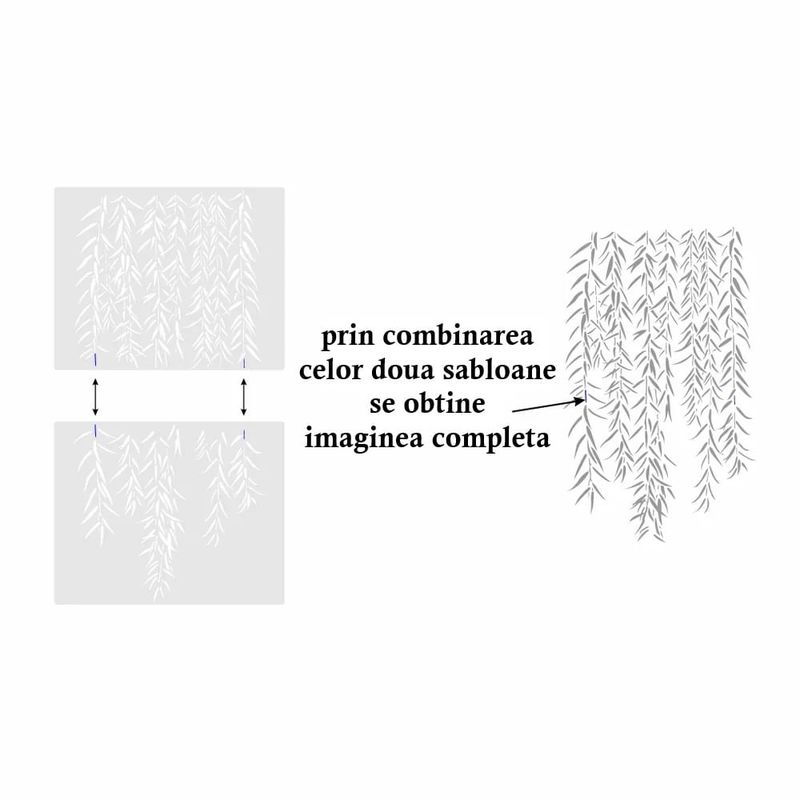 Casa si Gradina - Decoratiuni - DIY - Sabloane decorative pereti - Set de 2 Sabloane Perete vopsire, tencuiala „Salcie” dimensiune 770x485 mm grosime 0,7mm ozon model MXSP7369 - Infinity.ro