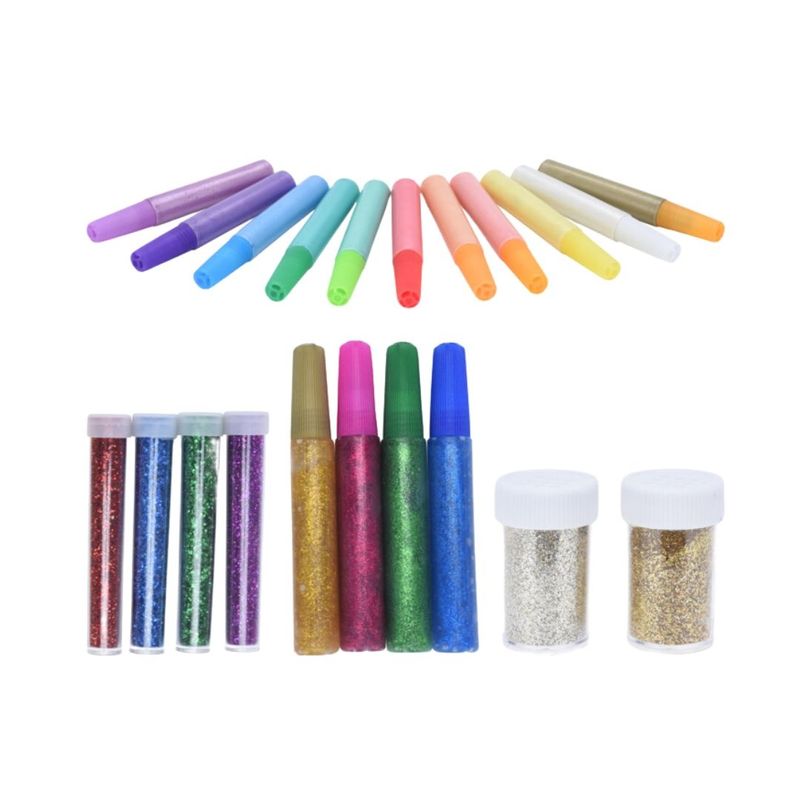 Jucarii, Copii si Bebe - Jucarii si jocuri - Jucarii & jocuri educative - Seturi de artizanat - Set Glitter Art & Craft – 21 Piese | Culori Sclipitoare pentru Decoratiuni Creative - Infinity.ro