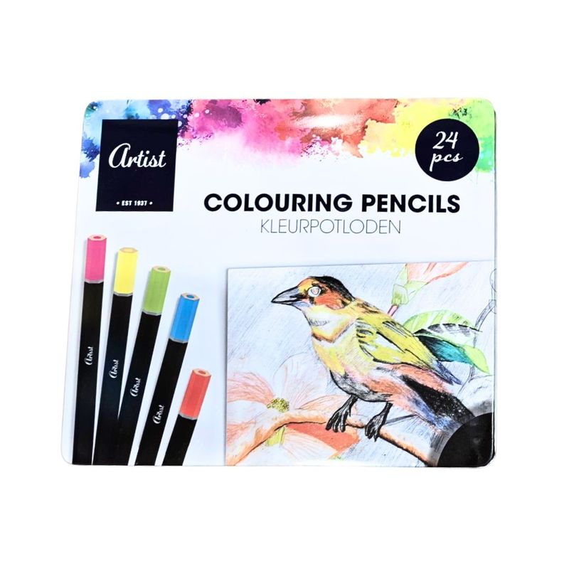 Carti si Birotica - Birotica - Instrumente de scris - Creioane - Set Creioane Colorate Artist – 24 Culori | In Cutie Metalica Eleganta - Infinity.ro