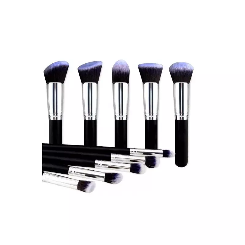 Ingrijire personala si Cosmetice - Machiaj - Aplicatoare si pensule machiaj - Set 10 pensule de machiaj din par sintetic, model clasic,Gonga® Negru - Infinity.ro